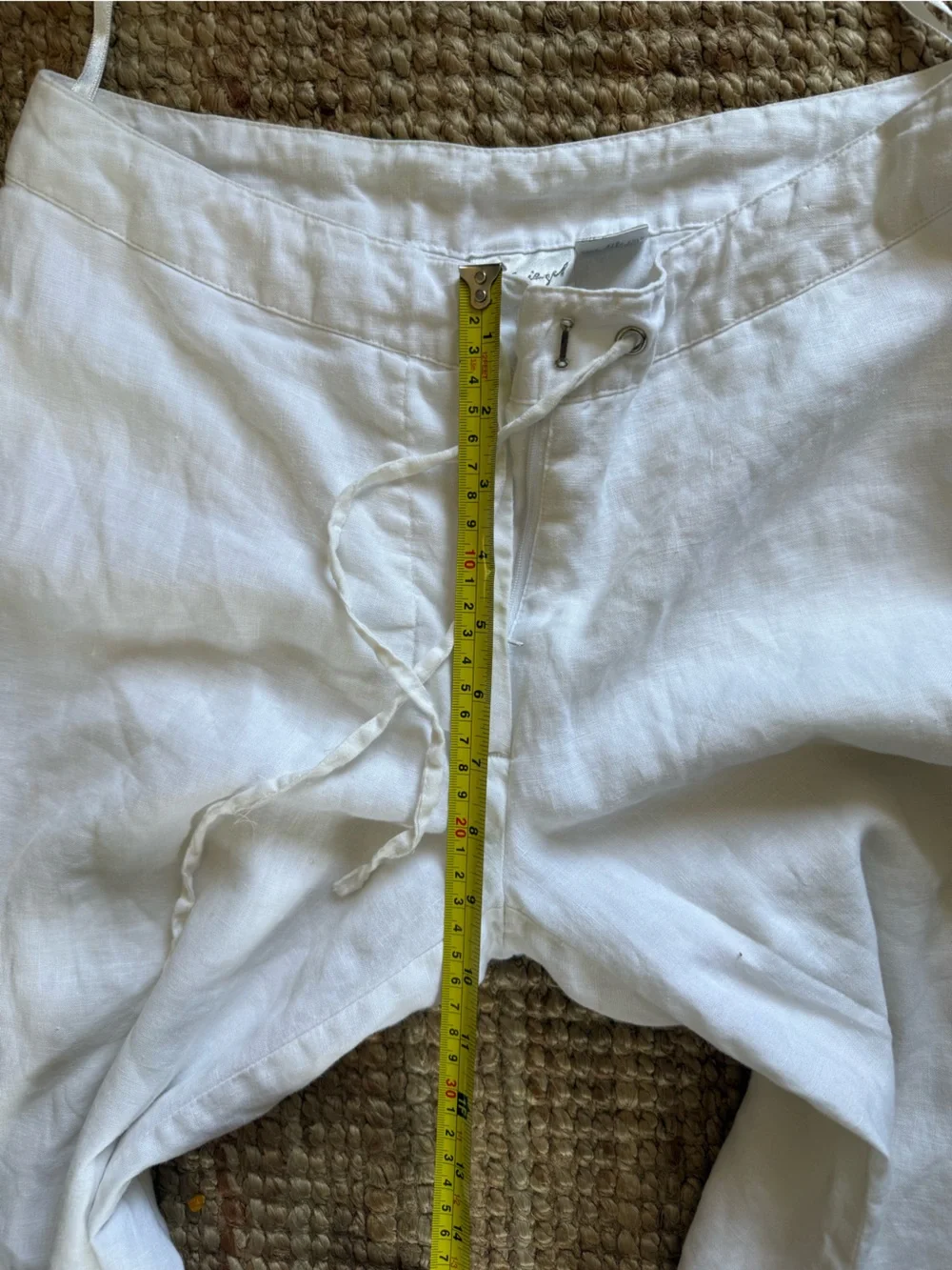 Women’s White 100% Linen Drawstring Wide Leg Pants Lined Size 2 Coastal